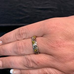 925 Sterling Silver 18k Rose Gold Dragonfly ring